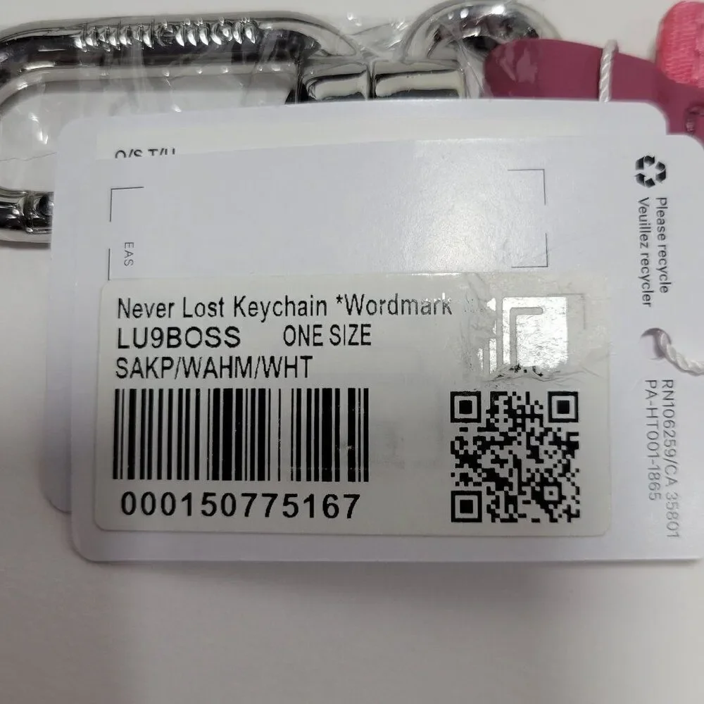 Lululemon‎ Never Lost Keychain Wordmark Sakura Pink Mauve 1.7